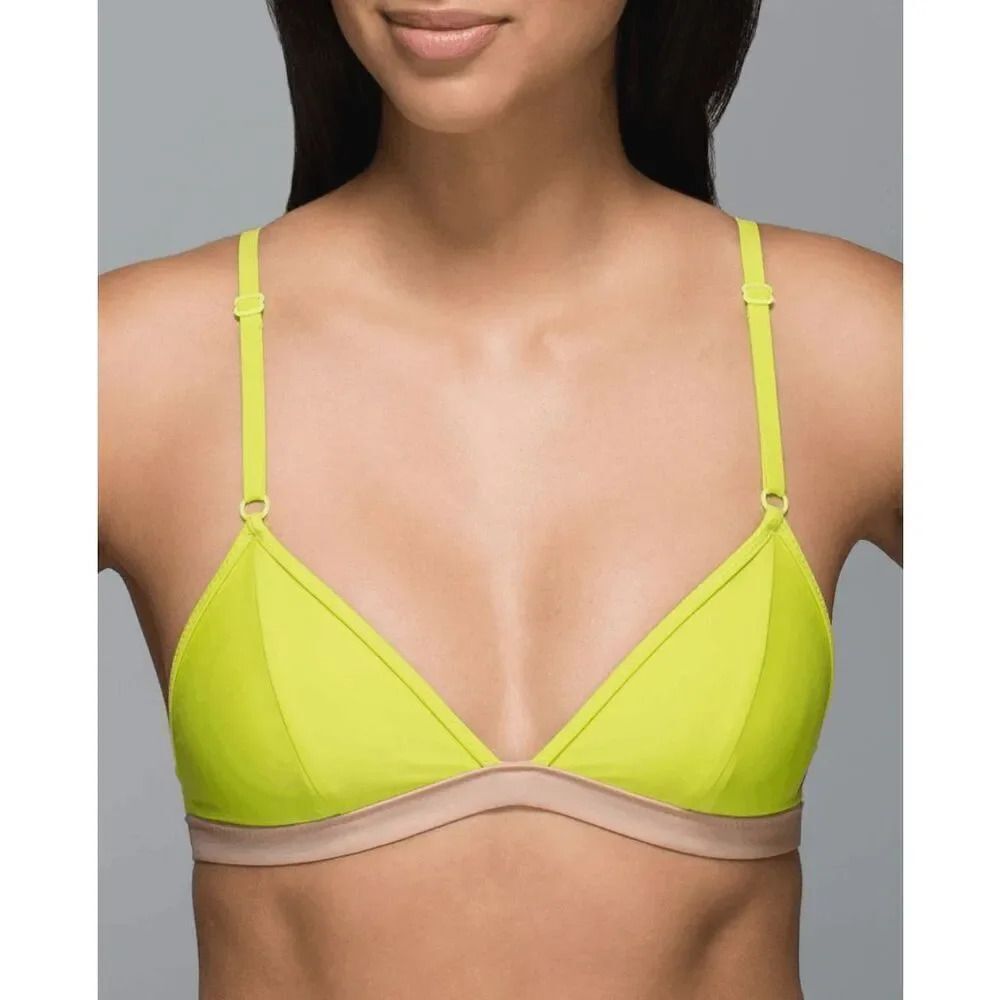 Lululemon Women's Size 8 Lemon Lime Naked Surf to Sand Triangle Bikini Top